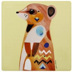 Maxwell And Williams Pete Cromer Wildlife Ceramic Square Coaster 9.5cm - Meerkat
