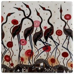 Maxwell And Williams Melanie Hava Ceramic Square Coaster 10cm - Brolgas