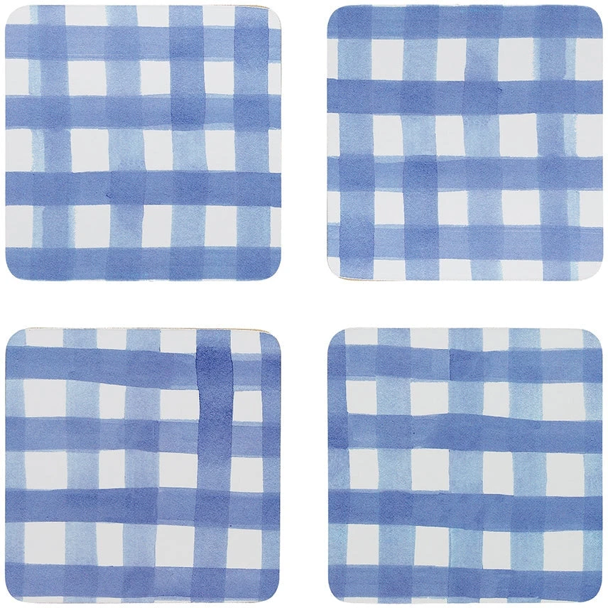 Ecology Ripe Set of 4 Coasters 10 x 10cm Blue Gingham Ecology Ripe Set Of 4 Coasters 10 X 10cm Blue Gingham -Avanti store