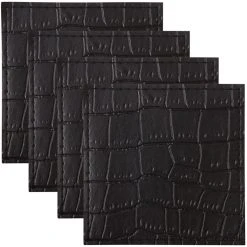 Maxwell And Williams Table Accents Leather Look Alligator Coaster 10x10cm Set Of 4 Black