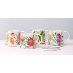 Maxwell And Williams Royal Botanic Gardens Native Blooms Ceramic Coaster 10.5cm Set Of 4 Gift Boxed -Avanti store Maxwell Williams RBGV NativeBlooms Mugs 2 DB 1024x1024