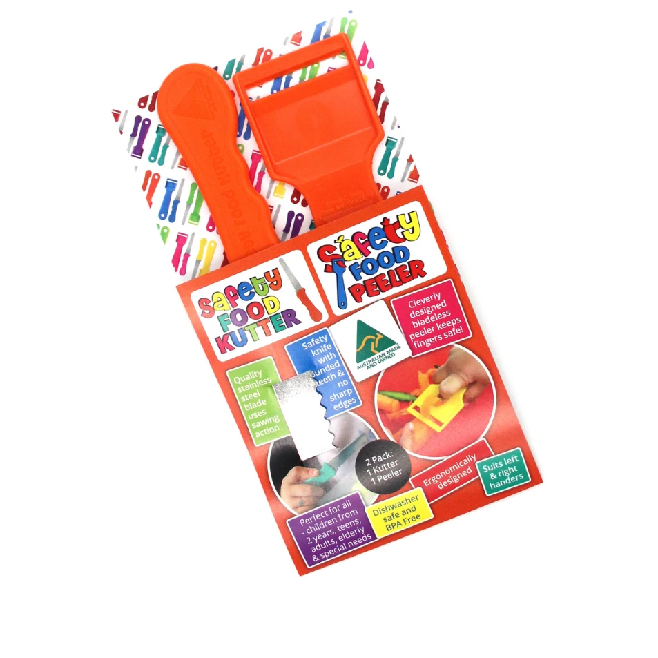 Safety Food Kutter Safety Food Kutter and Safety Food Peeler Twin Pack Orange Safety Food Kutter Safety Food Kutter And Safety Food Peeler Twin Pack Orange -Avanti store SafetyFoodKutterTwinPack