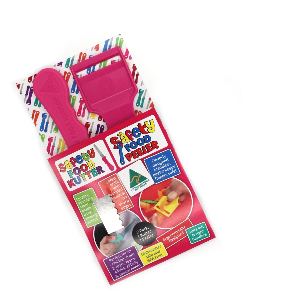 Safety Food Kutter Safety Food Kutter and Safety Food Peeler Twin Pack Pink Safety Food Kutter Safety Food Kutter And Safety Food Peeler Twin Pack Pink -Avanti store SafetyFoodKutterTwinPack