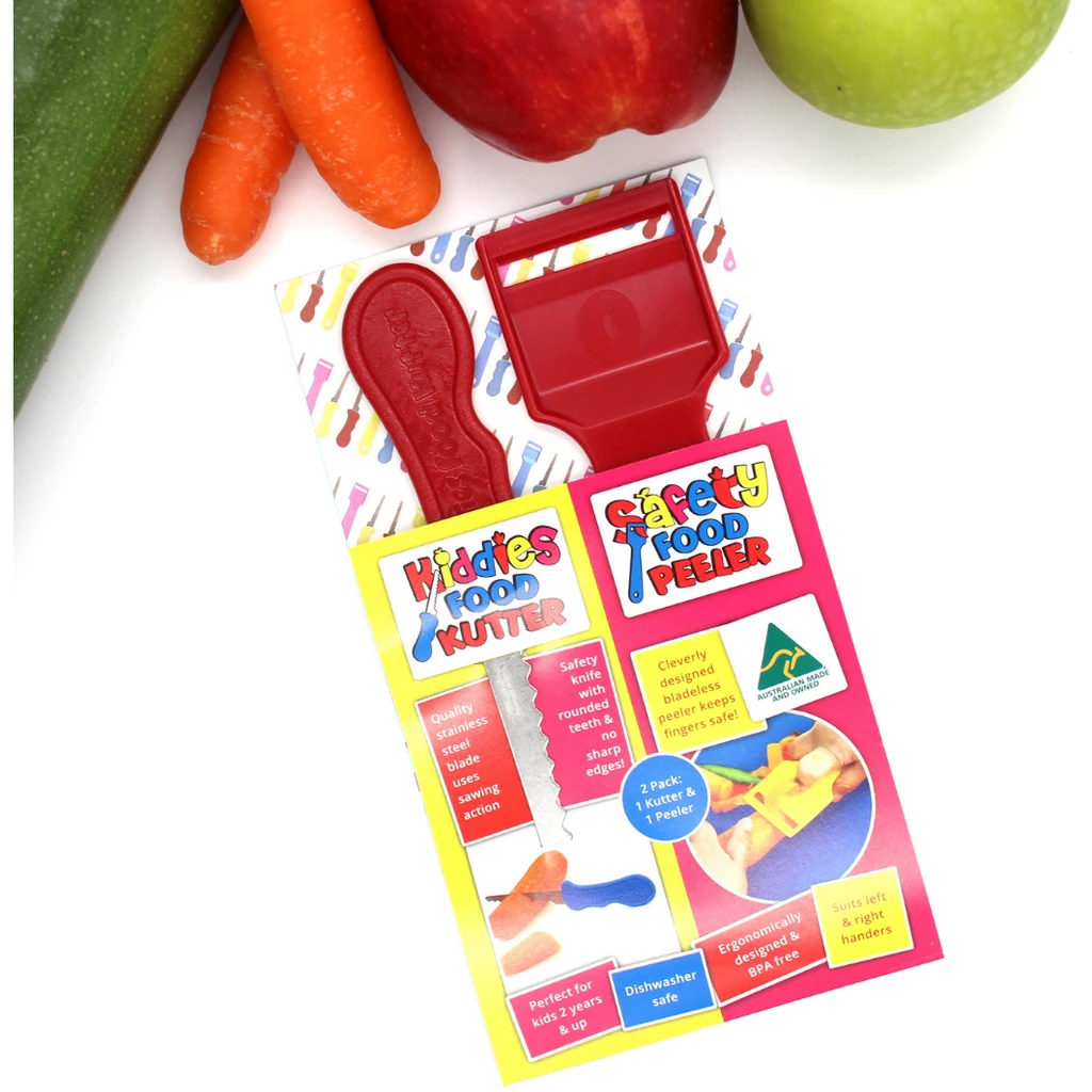 Safety Food Kutter Kiddies Food Kutter and Safety Food Peeler Twin Pack Red Safety Food Kutter Kiddies Food Kutter And Safety Food Peeler Twin Pack Red -Avanti store